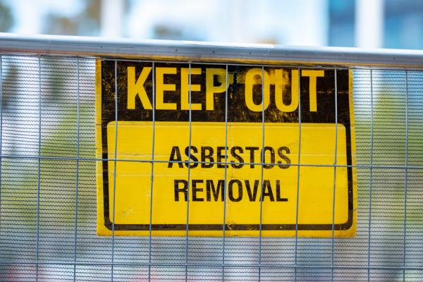 Warning sign for asbestos removal